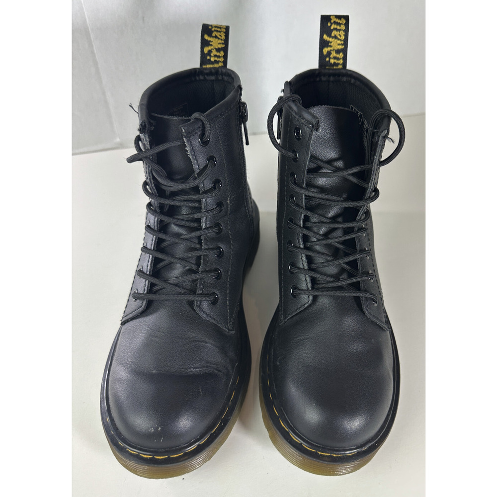 Dr. Martens Junior 1460 Softy T Black Leather Lace-Up Side Zip Boots Kids Size 2 - Picture 3 of 14